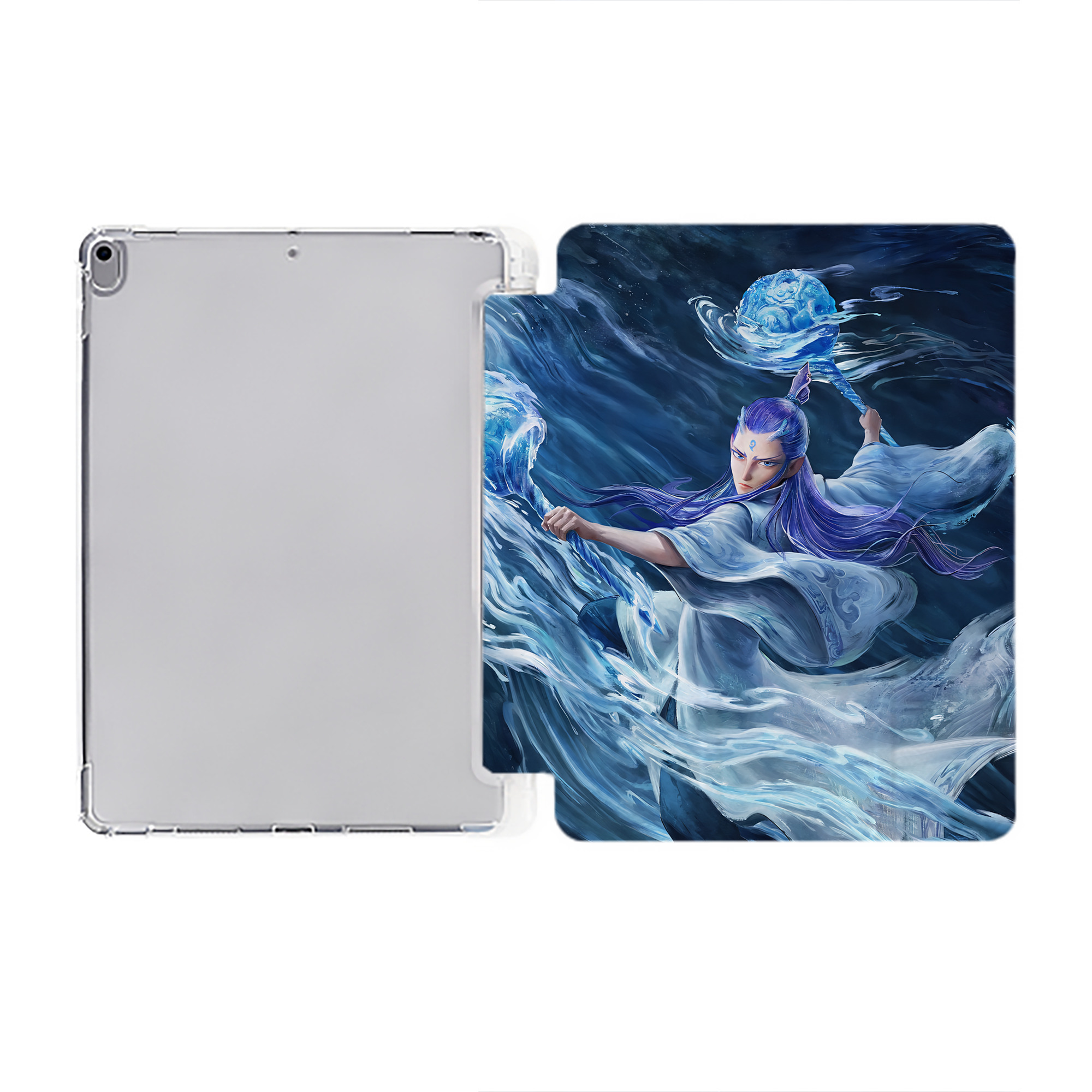 （画像用） Ne Zha 2 ナタ 魔童の大暴れ IPad ケース ペン収納付き 三つ折りスタンド PUレザー×シリコン 対応機種9.5/10.5/10.9インチ